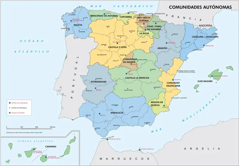 Descargar mapa politico de Espana para imprimir