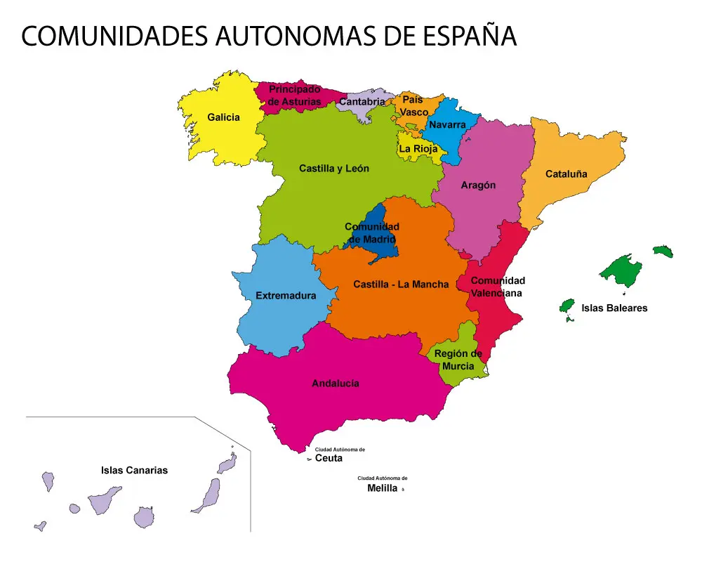 MAPA DE COMUNIDADES AUTONOMAS DE ESPANA